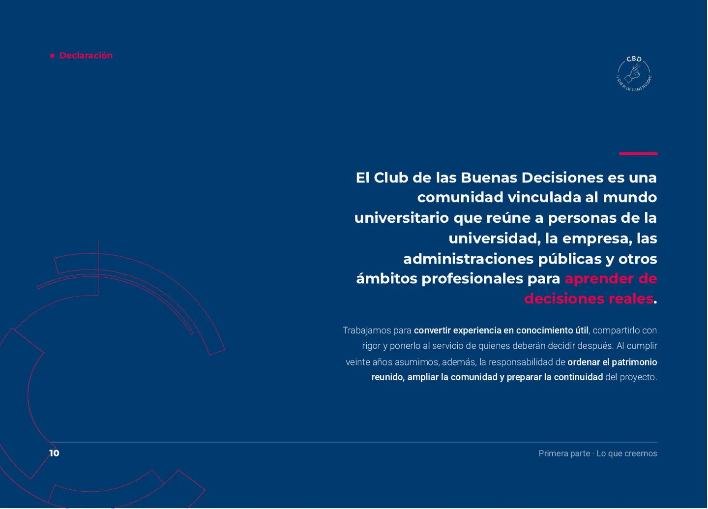 Declaración institucional del Club de las Buenas Decisiones