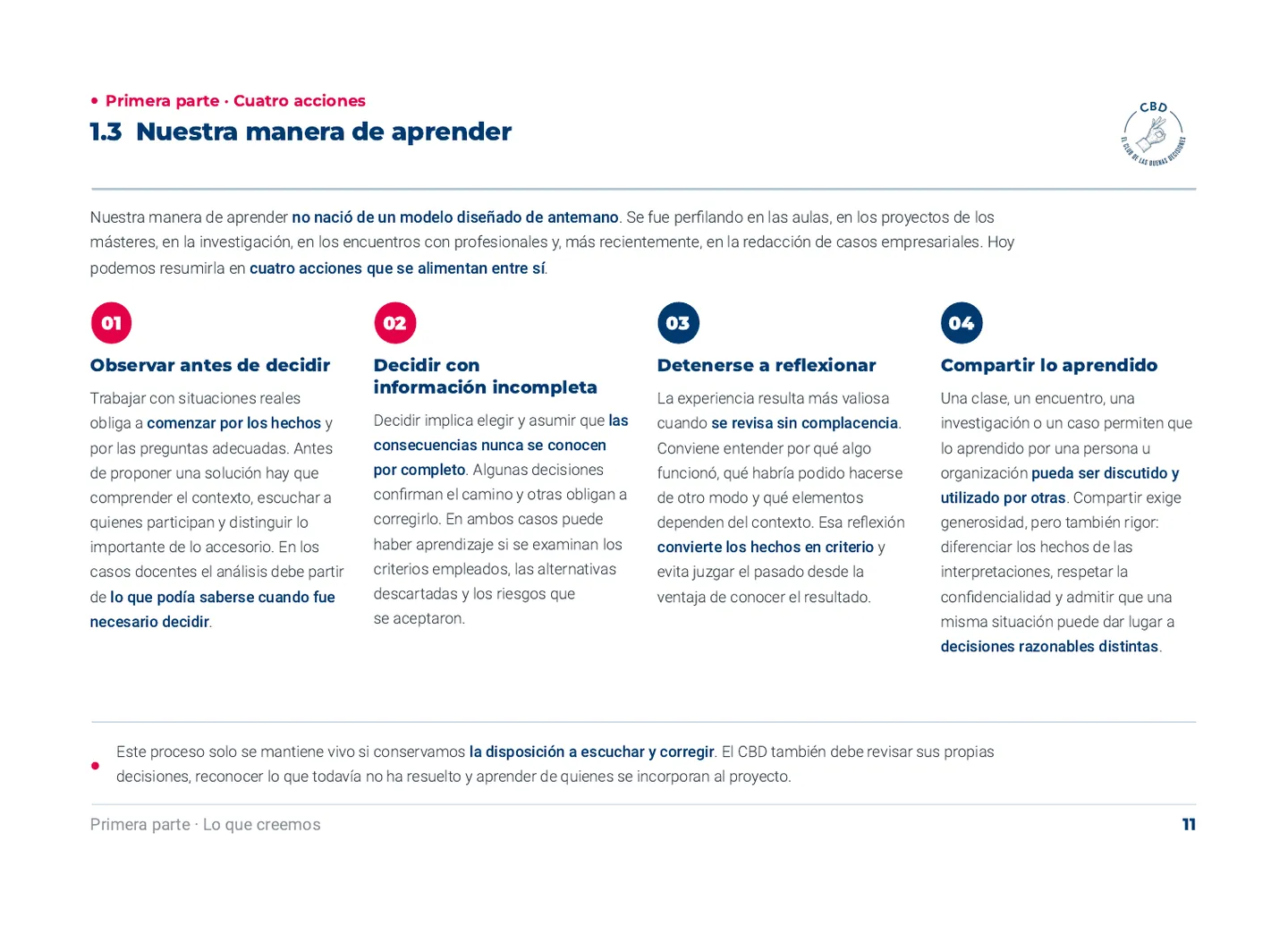 1.3 Nuestra manera de aprender. Cuatro acciones