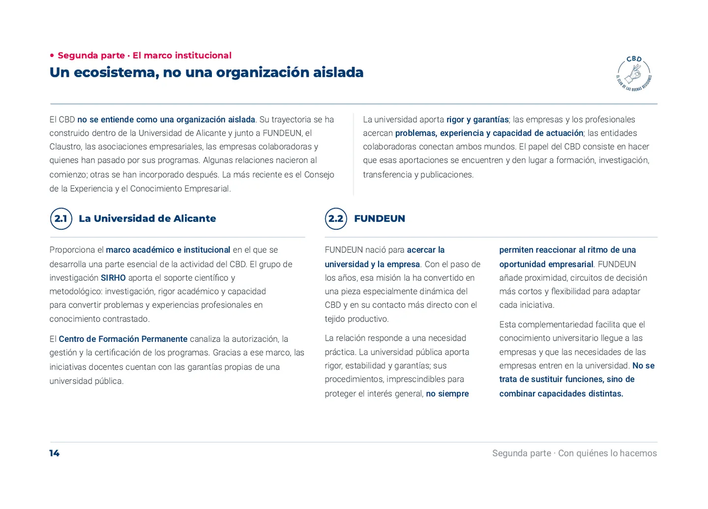 Un ecosistema, no una organización aislada. Universidad de Alicante y FUNDEUN