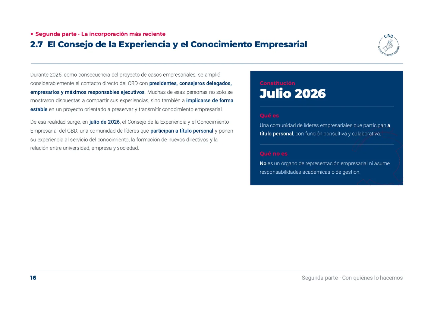 2.7 El Consejo de la Experiencia y el Conocimiento Empresarial