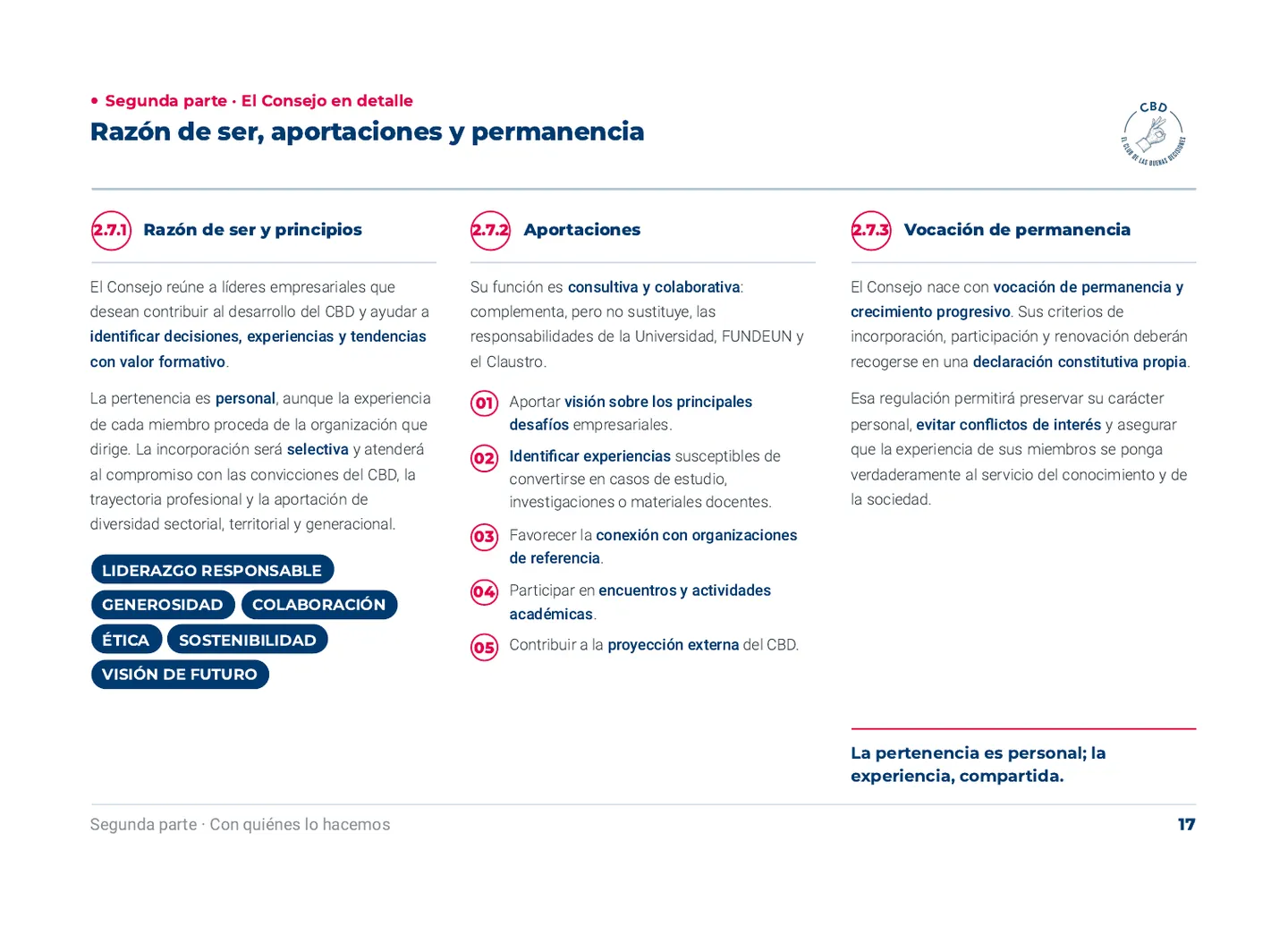 Razón de ser, aportaciones y vocación de permanencia del Consejo